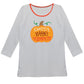 Girls white and orange pumpkins blouse with name - Wimziy&Co.