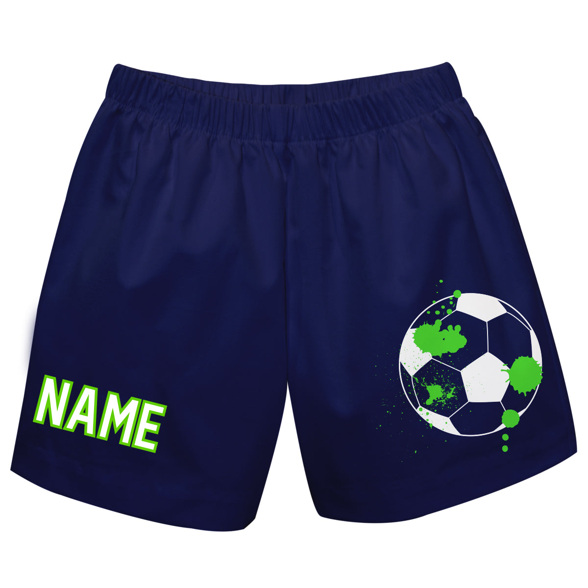 Soccer Ball Personalized Name Navy Pull On Short - Wimziy&Co.