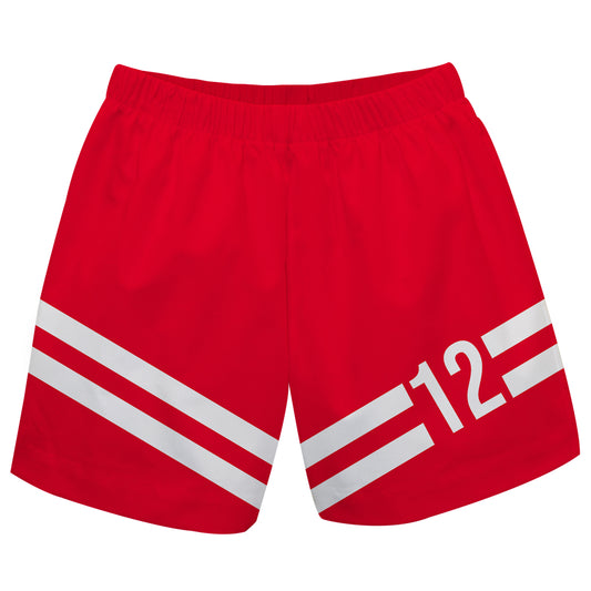 Soccer and Personalized Number Red Pull On Short