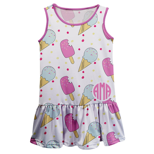 Ice Cream and Popsicles Personalized Monogram  White Lily Dress