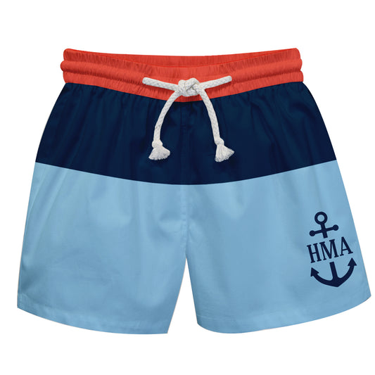 Anchor Personalized Monogram Light Blue and Navy Swimtrunk
