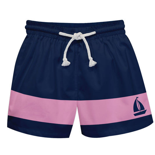 Boat Navy and Pink Swimtrunk
