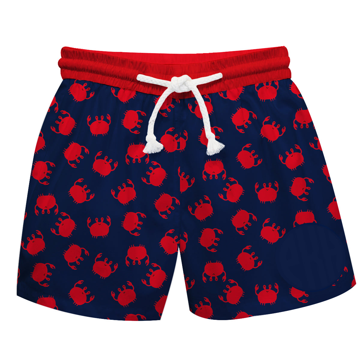 Crabs Print Personalized Monogram Navy and Red Swimtrunk - Wimziy&Co.