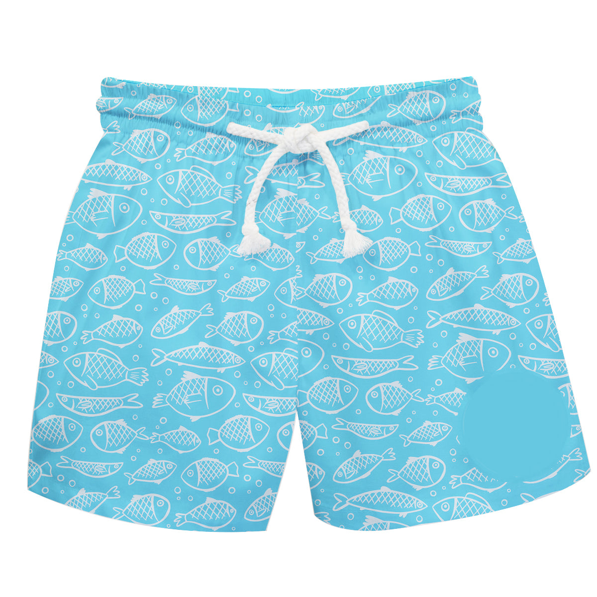 Fishes Print Personalized Monogram Turquoise Swimtrunk - Wimziy&Co.