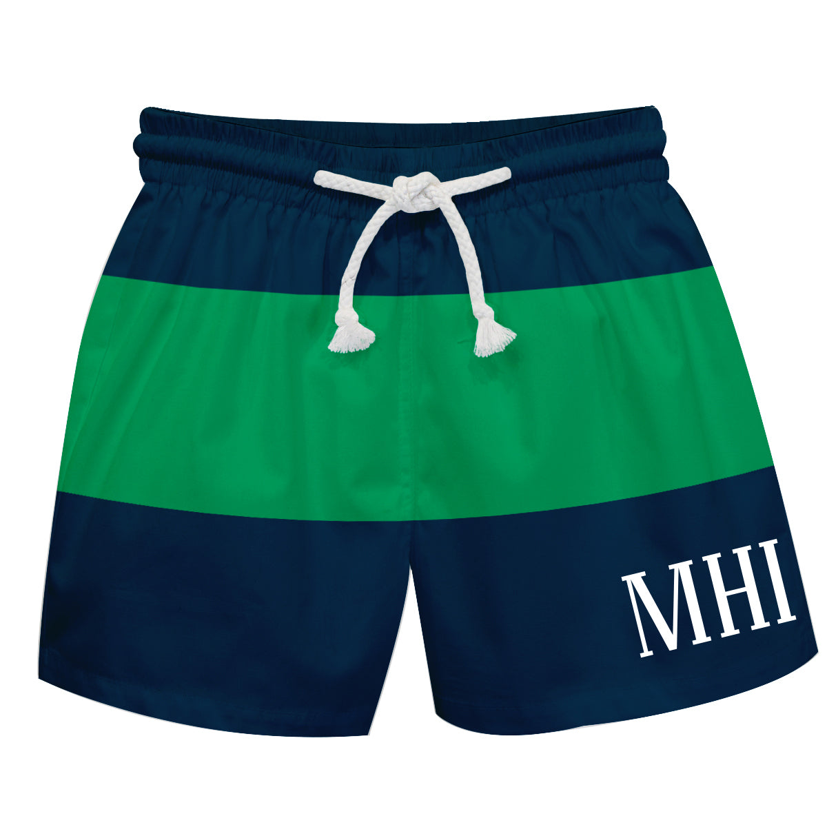 Personalized Monogram Navy and Green Stripes Swimtrunk - Wimziy&Co.