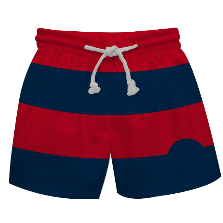 Monogram Red and Navy Stripes Swimtrunk - Wimziy&Co.