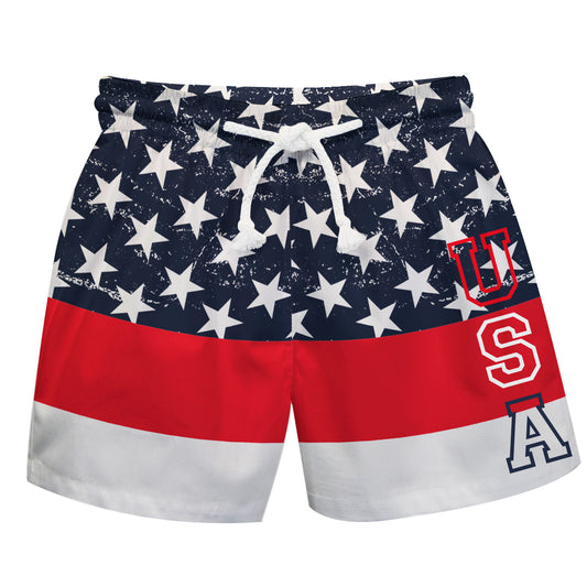 USA and Stars White Red and Navy Swimtrunk