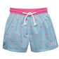 Whales Print Personalized Monogram Light Blue and Pink Swimtrunk