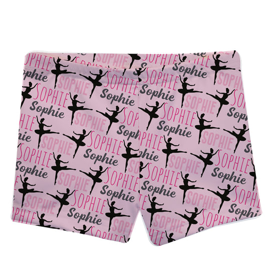Ballerina Silhouette and Personalized Name Light Pink Shorties