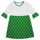 Quatrefoil Monogram Green and White Amy Dress Three Quarter Sleeve - Wimziy&Co.