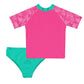 Aloha Pink and Turquoise 2pc Short Sleeve Rash Guard - Wimziy&Co.