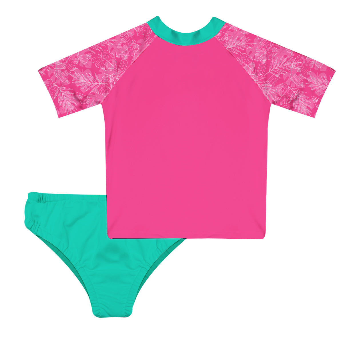 Aloha Pink and Turquoise 2pc Short Sleeve Rash Guard - Wimziy&Co.