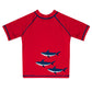 Sharks Personalized Monogram Red Short Sleeve Rash Guard - Wimziy&Co.