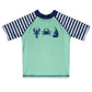 Nautical Green White and Navy Short Sleeve Rasg Guard