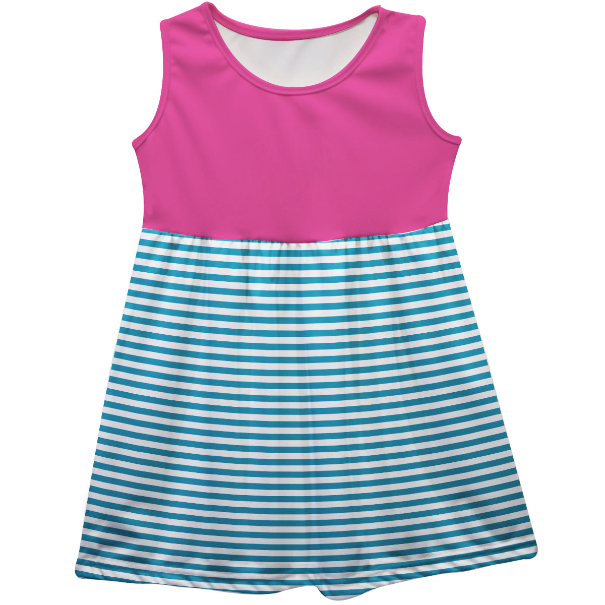 Personalized Monogram Pink White and Light Blue Stripes Tank Dress - Wimziy&Co.