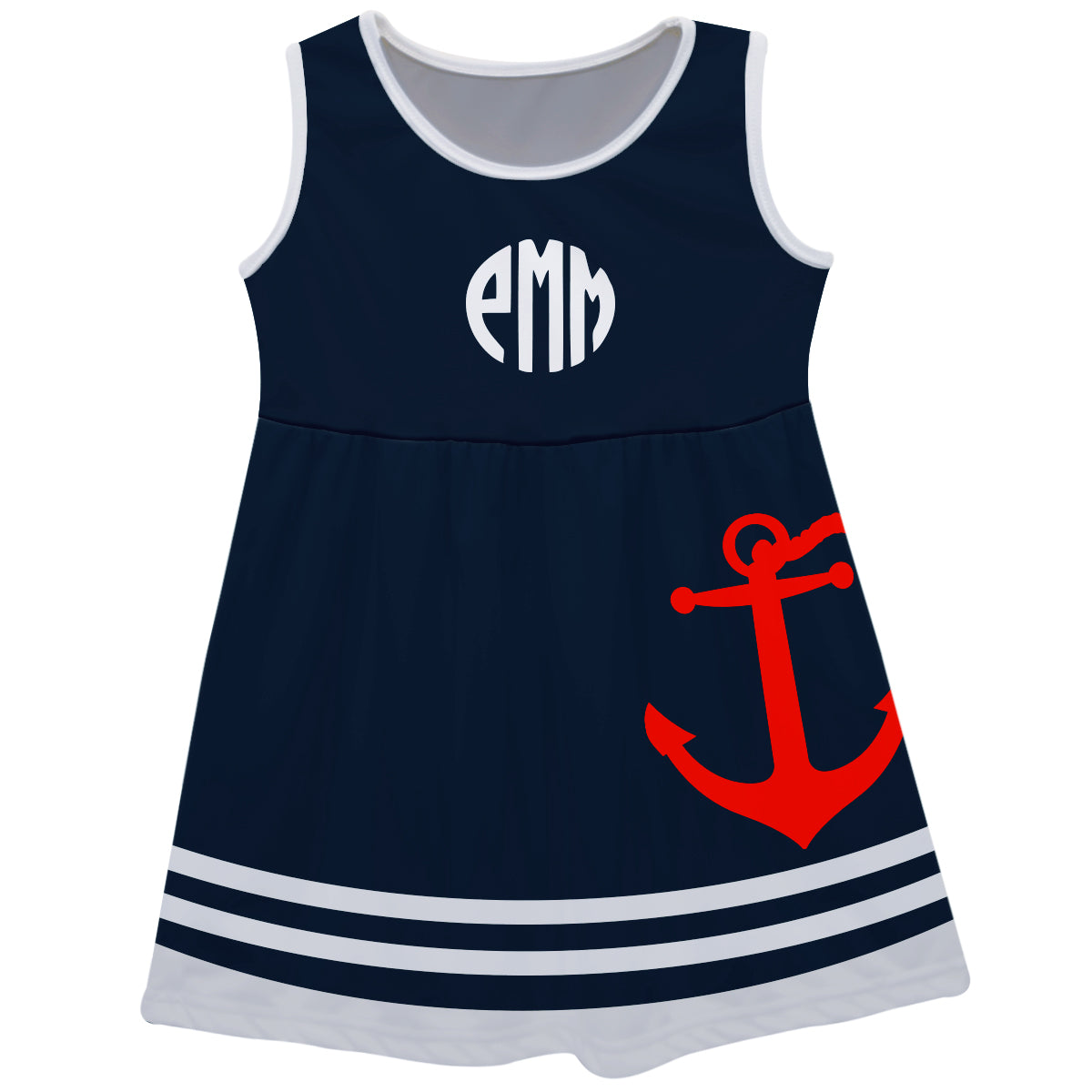 Nautical Monogram Navy Stripes Tank Dress