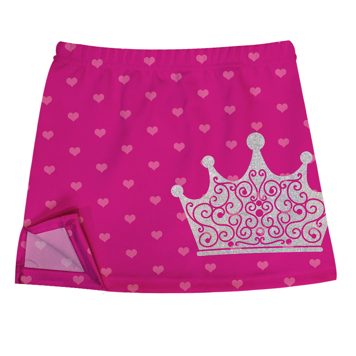 Glitter Crown and Hearts Hot Pink Skirt With Side Vents - Wimziy&Co.