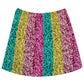Glitter Mint Yellow Red and Hot Pink Stripe Skirt