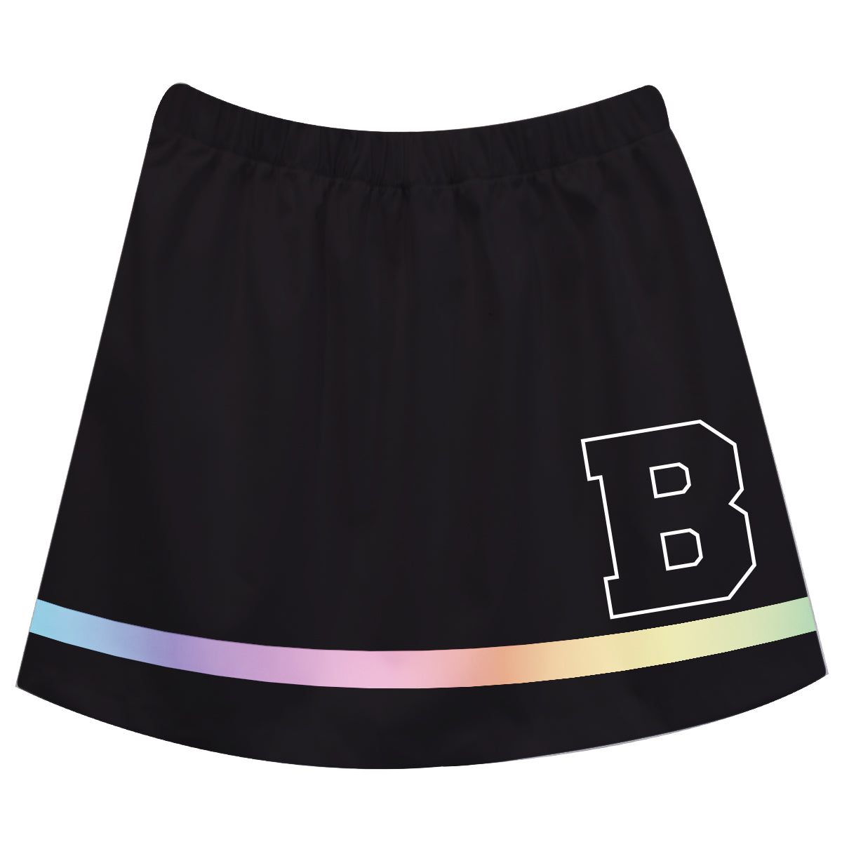 Initial Name Hologram Stripe Black Skirt