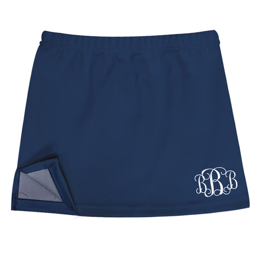 Monogram Navy Skirt With Side Vents - Wimziy&Co.