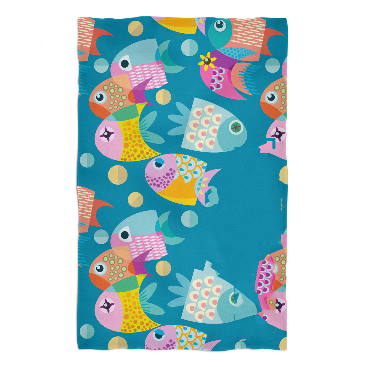 Fish Print Personalized Name Turquoise Towel 51x 32 - Wimziy&Co.
