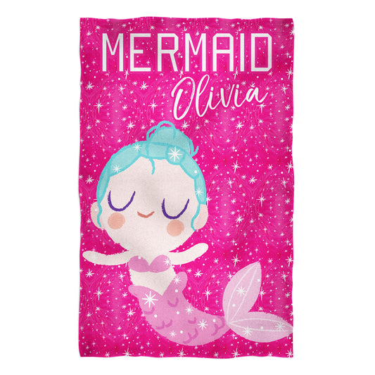 Mermaid Personalized Name Hot Pink Towel 51x 32