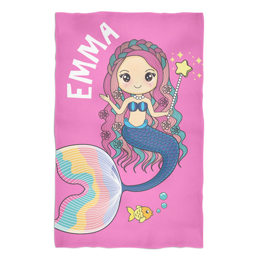 Mermaid Personalized Name Pink Towel