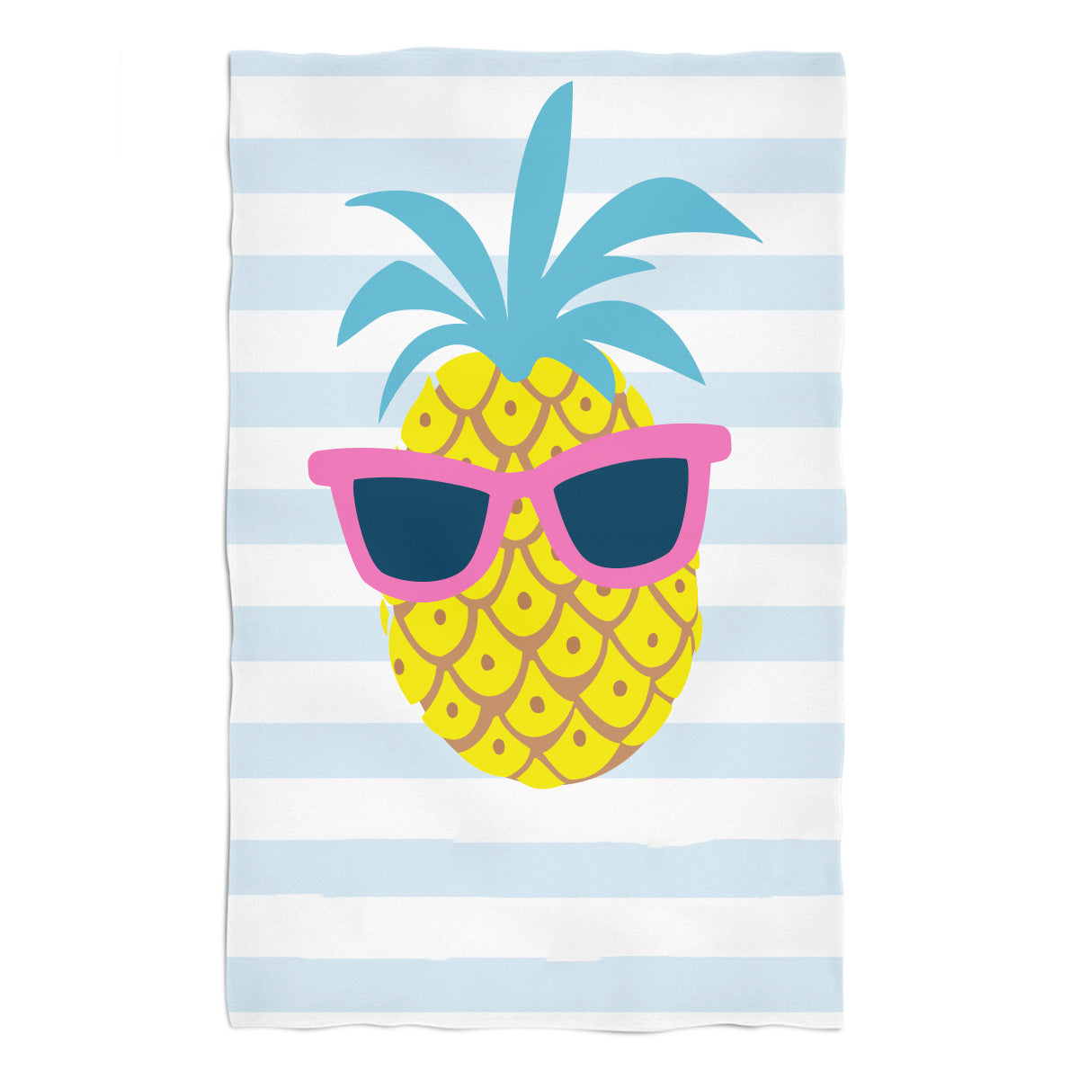 Pineapple Personalized Name Light Blue and White Stripes Towel 51 x 32 - Wimziy&Co.