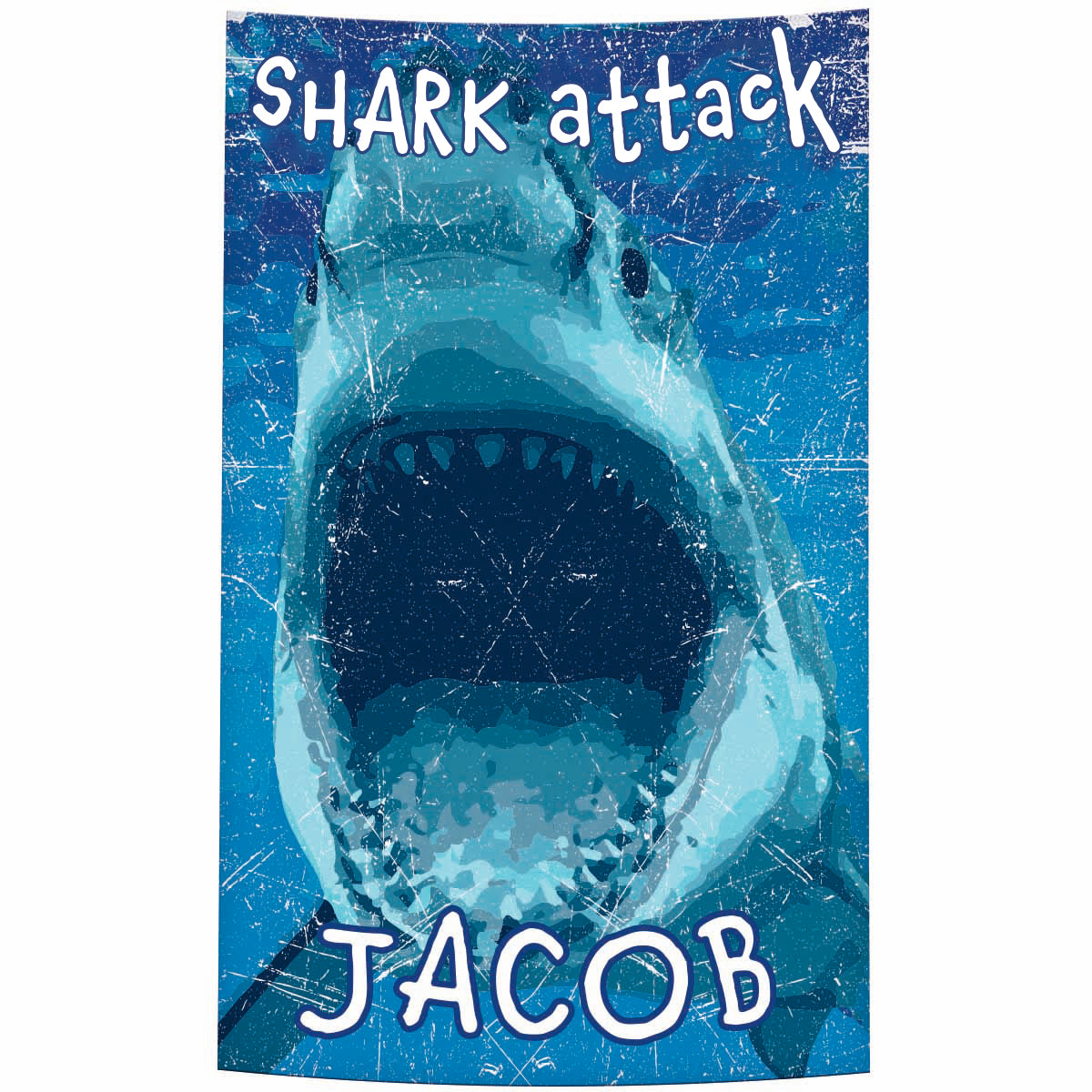 Shark Attack Personalized Name Blue Towel 51 X 32