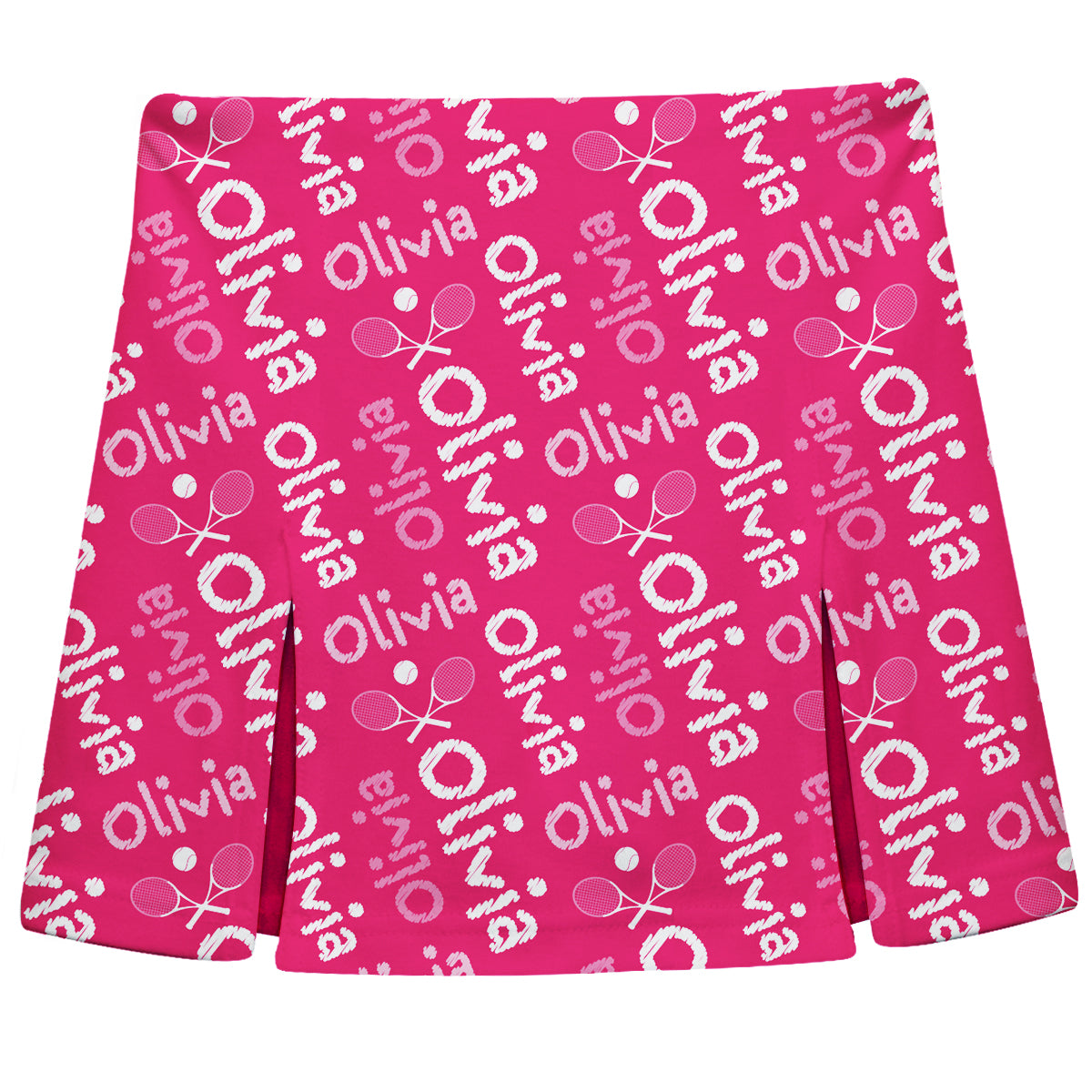 Tennis and Personalized Name Print Hot Pink Skort