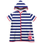 Anchor Monogram Navy and White Stripes Short Sleeve Cover Up