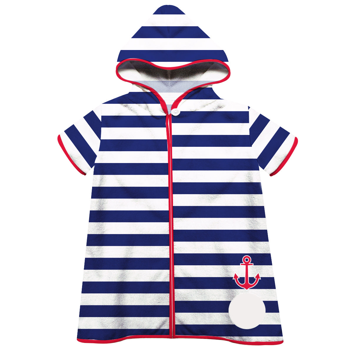 Anchor Monogram Navy and White Stripes Short Sleeve Cover Up - Wimziy&Co.