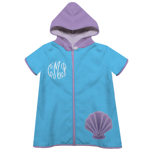 Shell Personalized Monogram Turquoise and Purple Cover Up