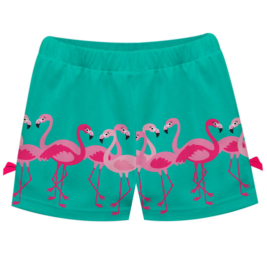 Flamingos Green Mint Bows Short