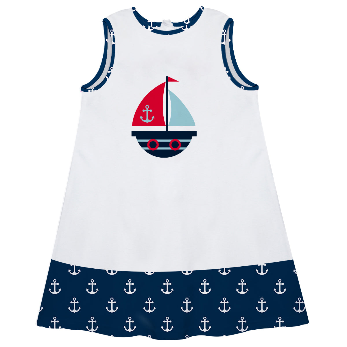 Boat Name White and Navy A Line Dress - Wimziy&Co.