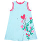 Flowers Hearts Light Blue and Pink A Lines Dress