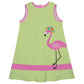 Flamingo Personalized Monogram Green A Line Dress - Wimziy&Co.