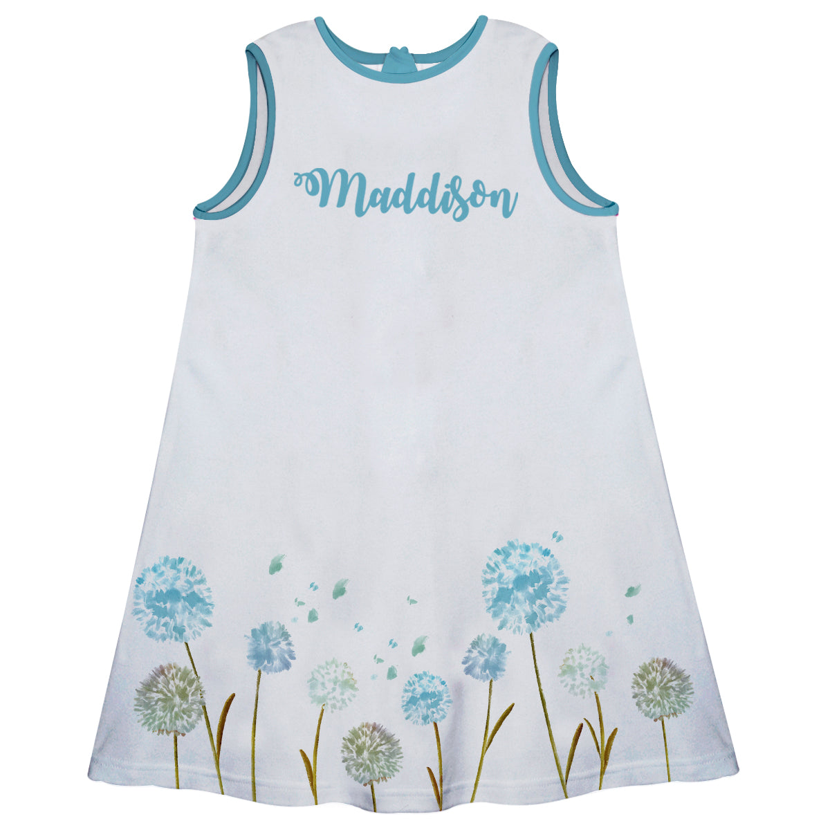 Floral Personalized Name White A Line Dress