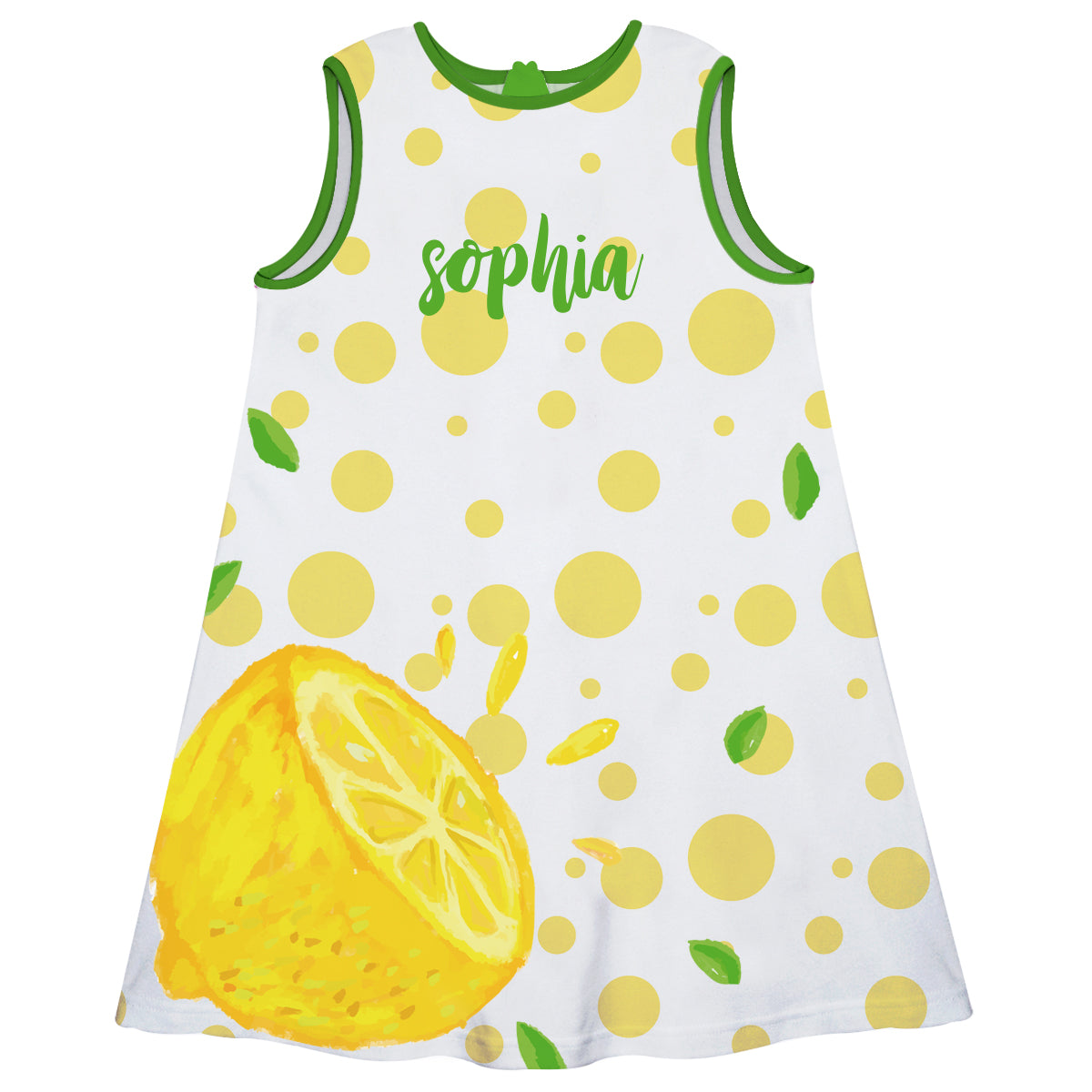Lemons Name White and Yellow Polka Dots A Line Dress