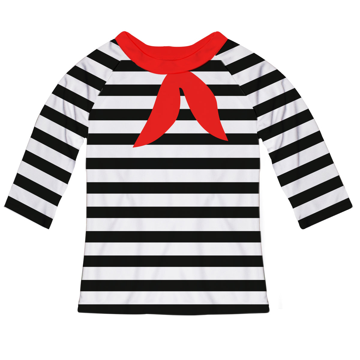 Paris Stripes Black And White Raglan Tee Shirt 3/4 Sleeve