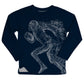 Football Player Navy Fleece Sweatshirt With Side Vents - Wimziy&Co.