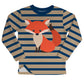 Fox Navy and Khaki Stripes Fleece Sweatshirt With Side Vents