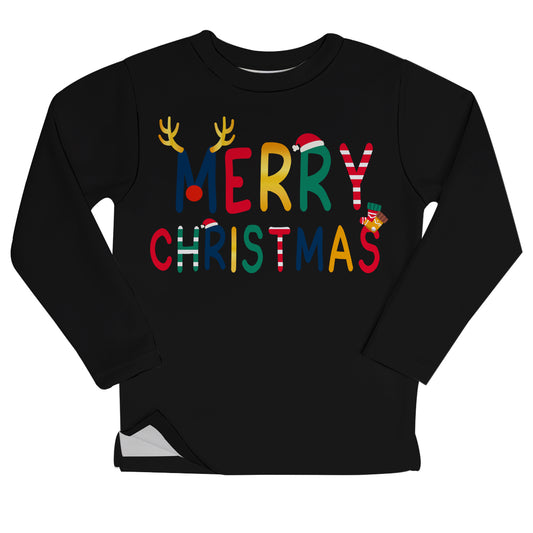 Merry Christmas Black Fleece Sweatshirt With Side Vents