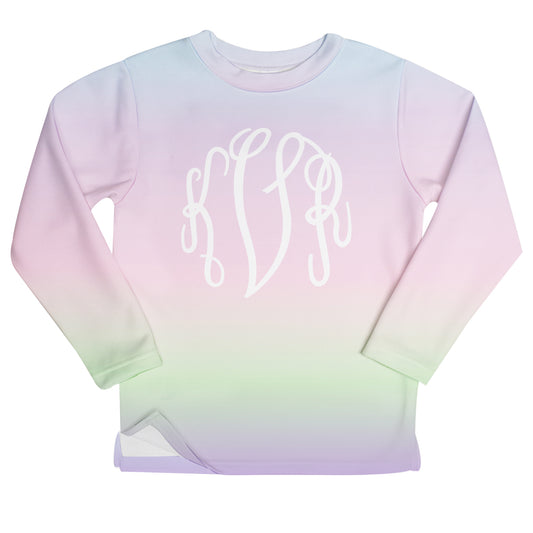 Personalized Monogram Pink and Green Degrade Fleece Sweatshirt With Side Vents