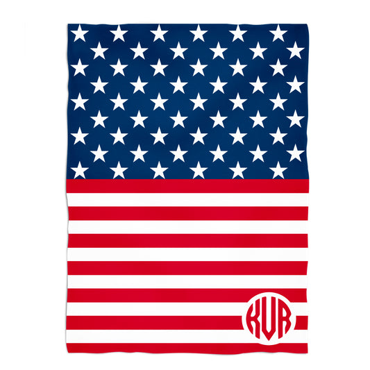 Americana Personalized Monogram Navy and Red Fleece Blanket 40 x 58