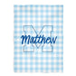 Personalized Initial and Name Light Blue Check Plush Minky Throw 38 x 47
