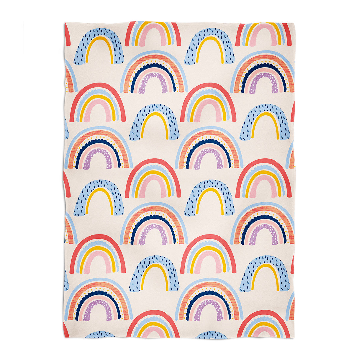 Rainbow Print Beige Plush Minky Throw 38 x 47