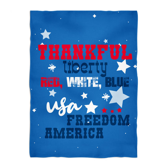 Thankful Liberty Blue Fleece Blanket 40 x 58