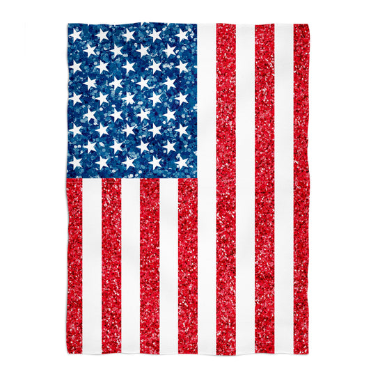 USA Flag Navy and Red Fleece Blanket 40 x 58