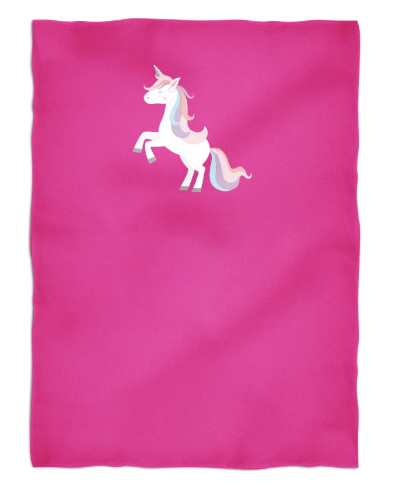 Hot pink and white unicorn fleece blanket with name - Wimziy&Co.